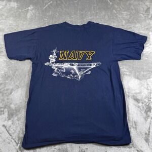 Vintage US Navy Shirt Mens XL Aircraft Carrier Ship Single Stitch Made USA 80s
